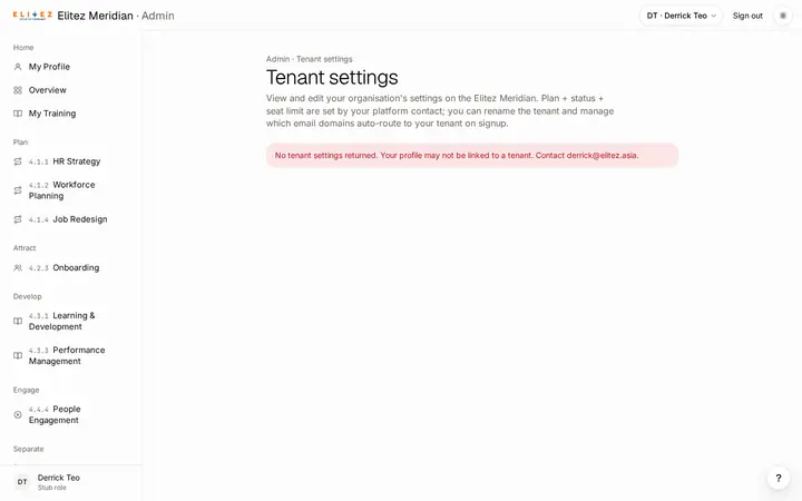 Tenant settings, after