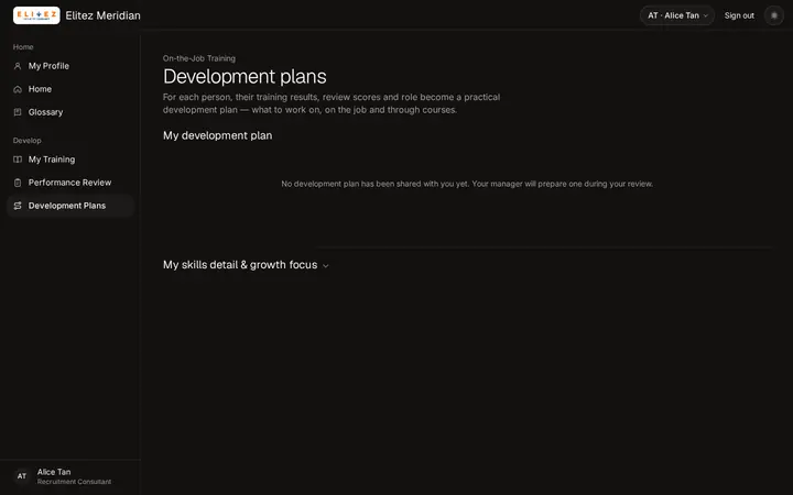 Development plans in dark mode